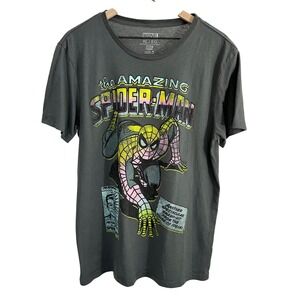 Marvel The Amazing Spiderman Graphic Print T-Shirt Top Grey Extra Large